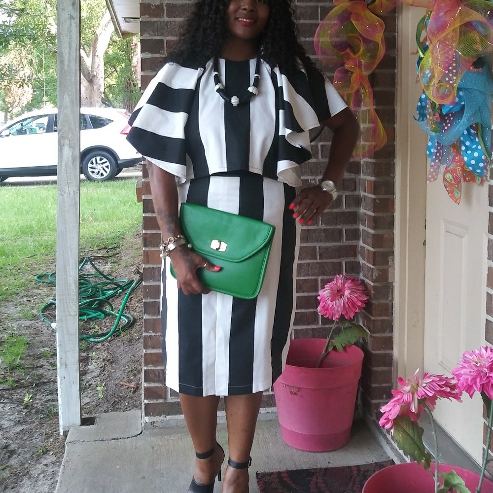 2 piece dress black and white big sleeve